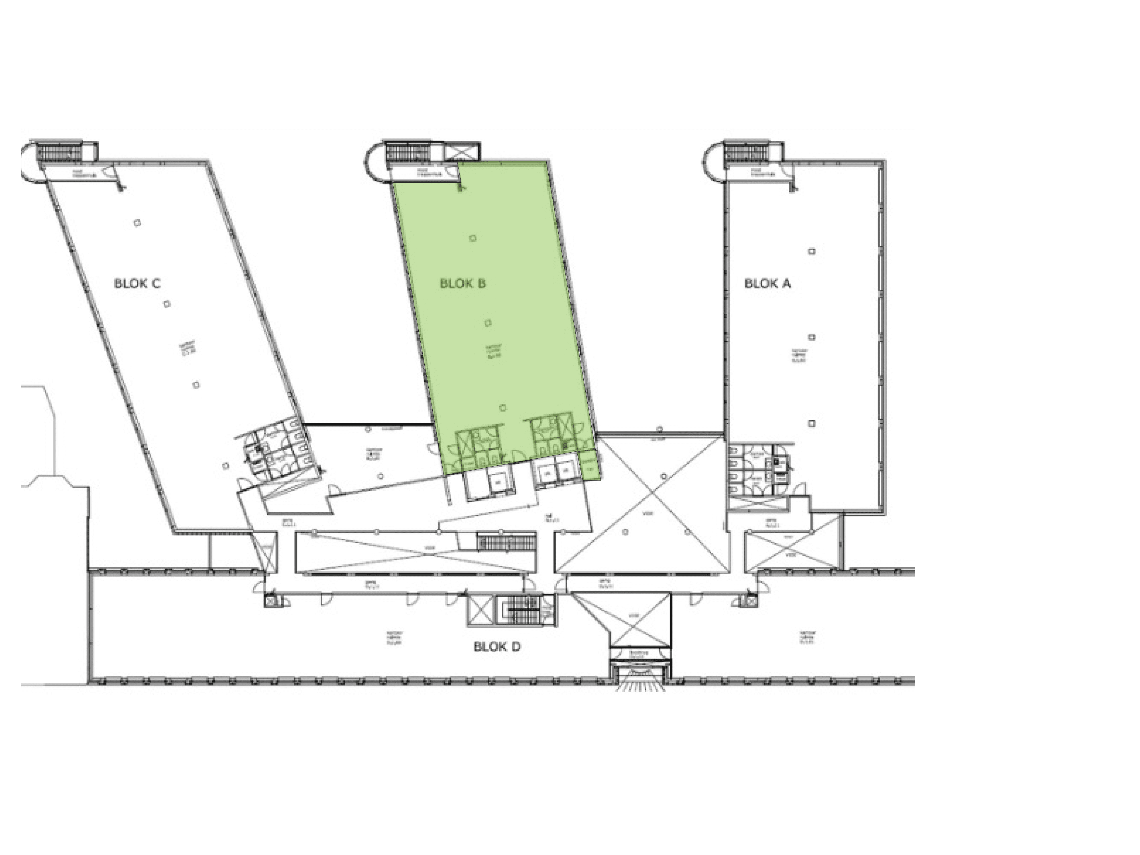 plan of office with block b highlighted