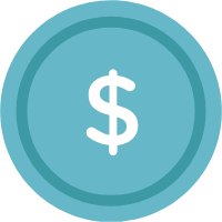 <p>White dollar sign inside blue circle icon reflects Acadia Connect® “Financial Assistance” services</p>