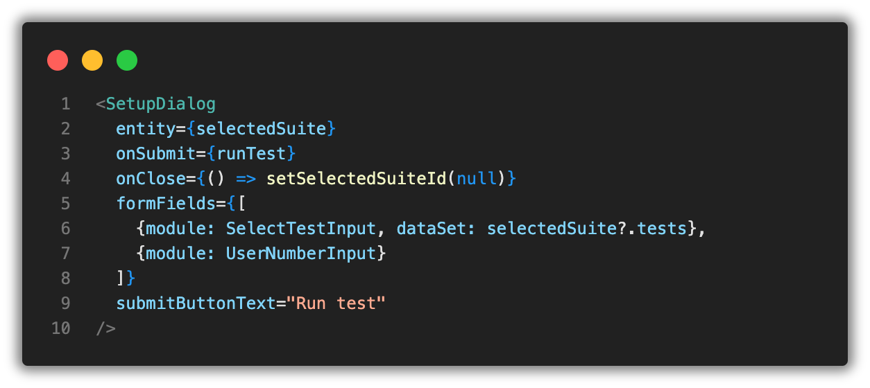for our test suite implementation, the component instance would look less simple to understand but still readable.