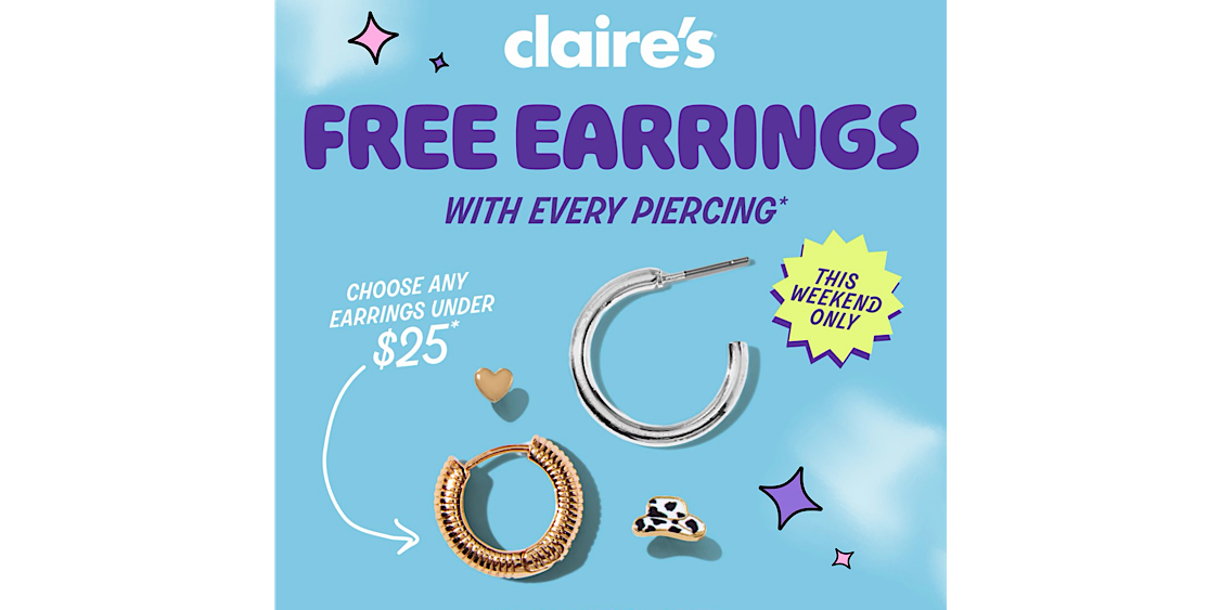 Get a Free pair of earrings with every Piercing