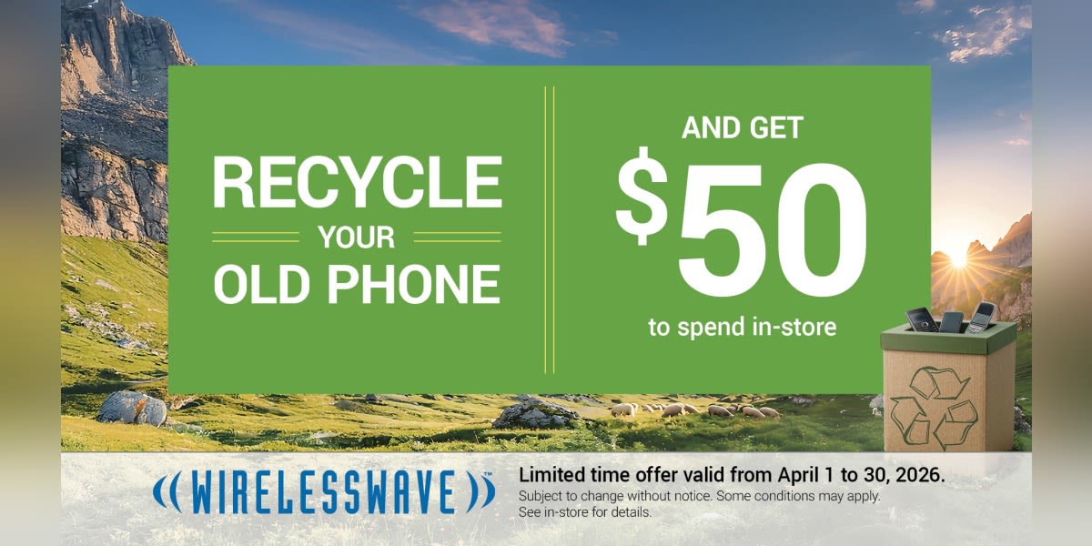 Recycle your old phone and get $50 to spend in-store*