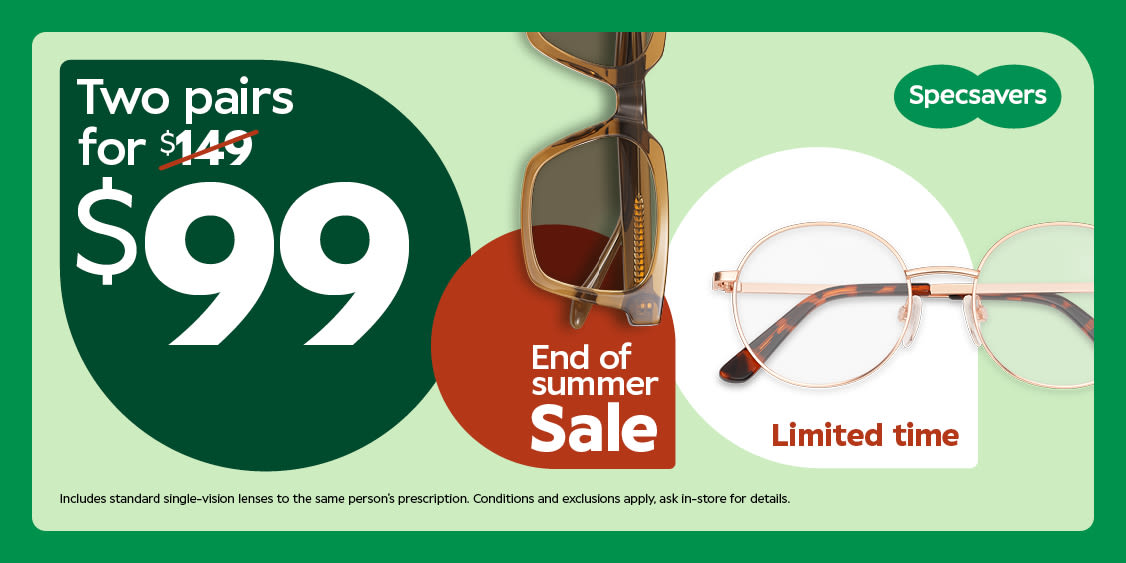 2 Pairs of Eyeglasses from $99 