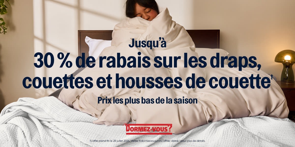 Jusqu’à 30 % de rabais pour accueillir l’été, sur les draps, couettes et housses