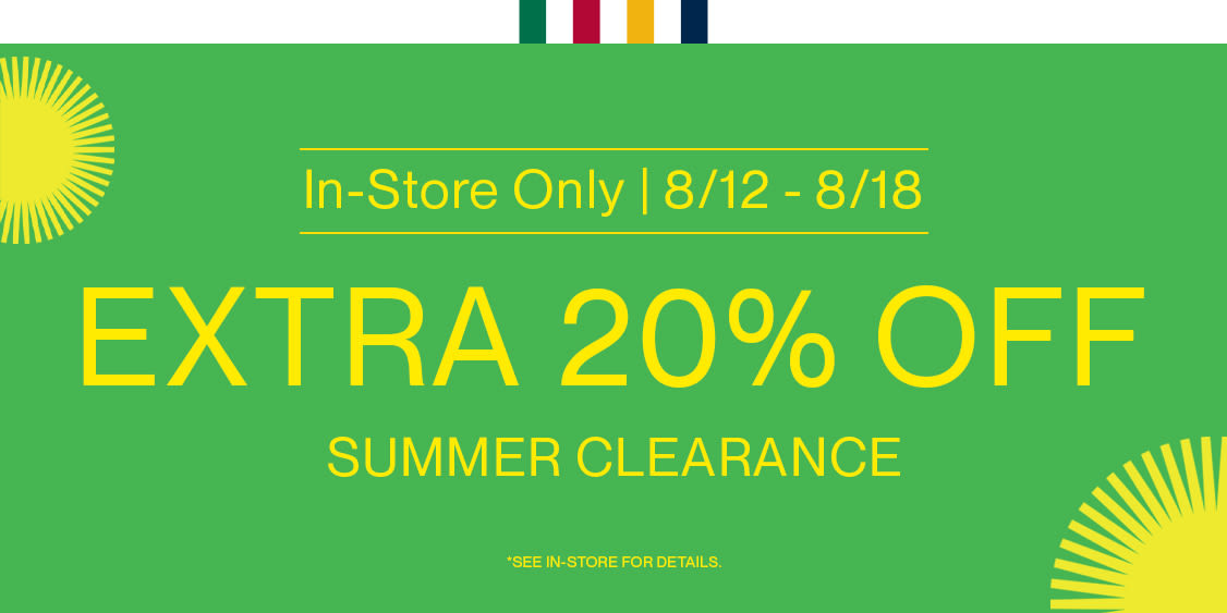 EXTRA 20% OFF CLEARANCE