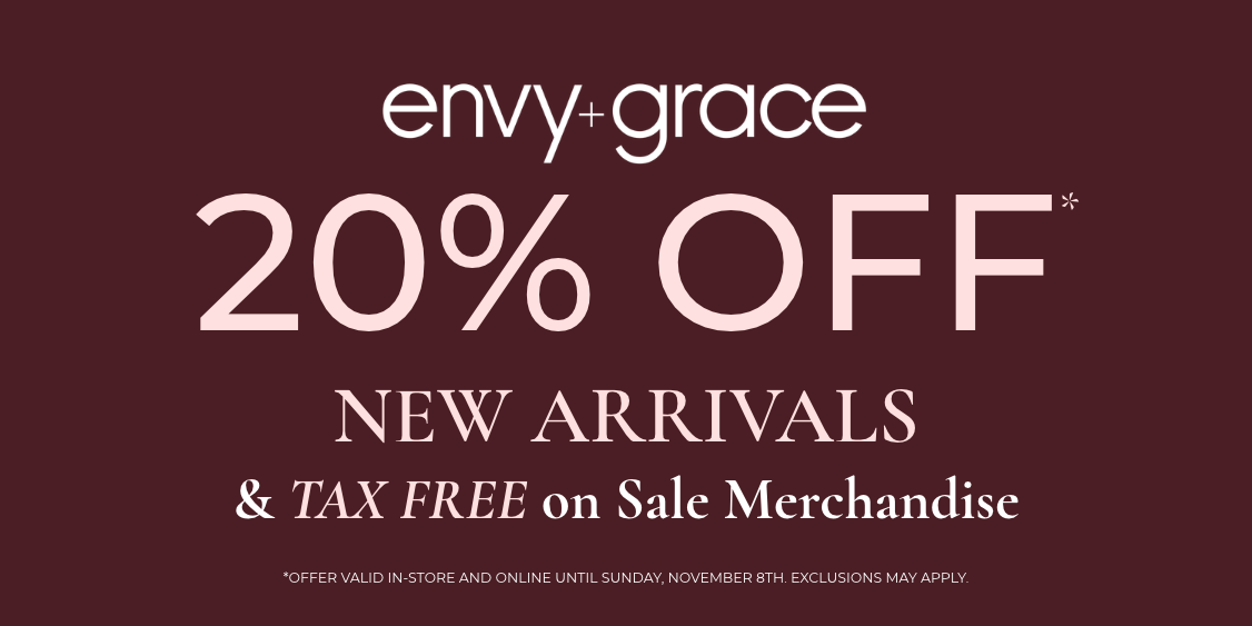 holiday sneak peek: 20% off new arrivals & tax free on sale items