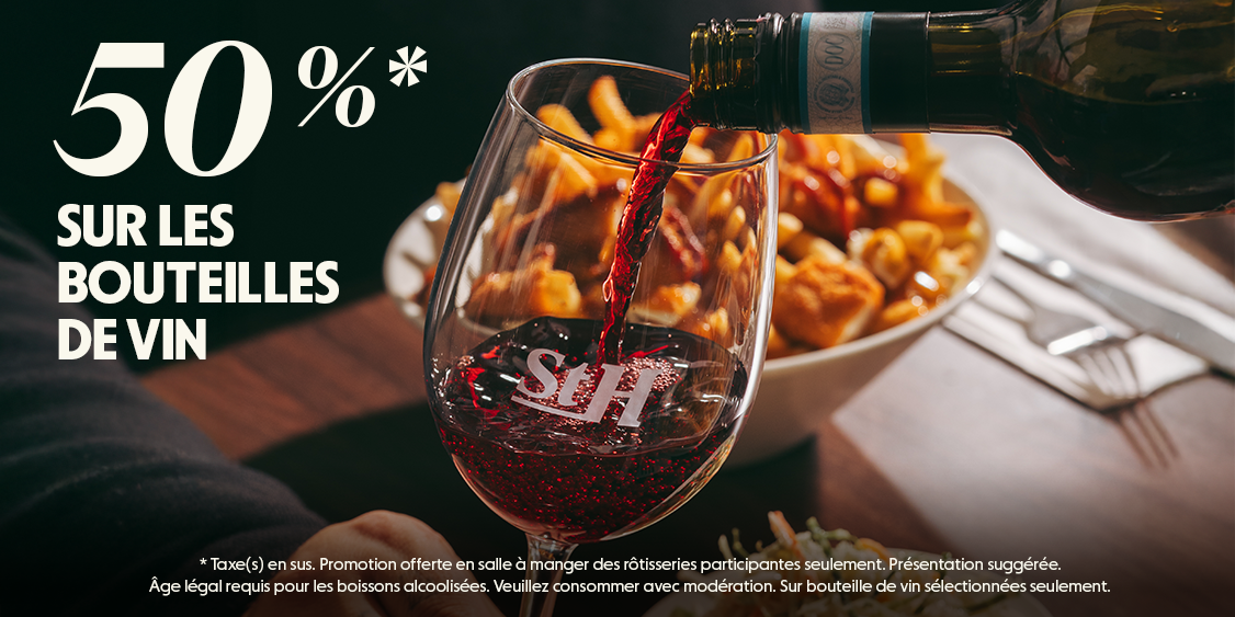 Bouteilles de vin  à 50 % de rabais