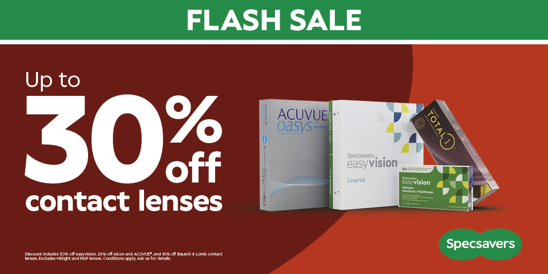 Up to 30% off contact lenses