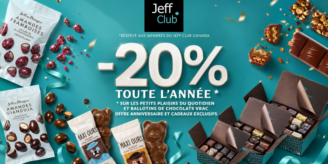 Vos douceurs préférées à -20 % toute l’année avec le Jeff Club