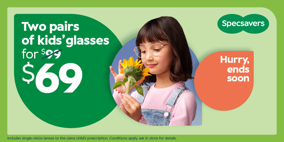 Two pairs of kids' glasses from $69