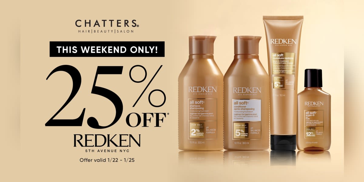 Save 25% on Redken Essentials only at Chatters!