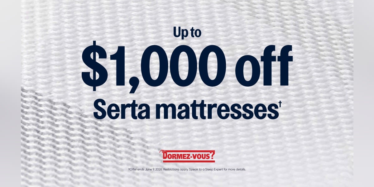 Get up to $1000 off select mattresses from Serta*