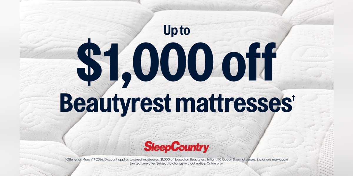 Up to $1,000 off Beautyrest mattresses*