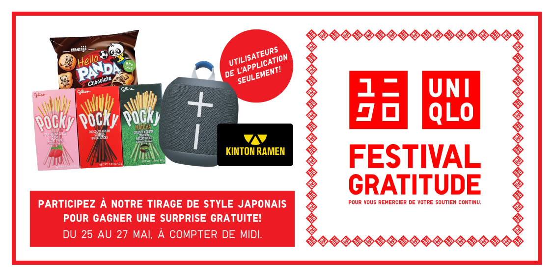 FAITES TOURNER LA ROUE POUR GAGNER DURANT LE FESTIVAL GRATITUDE UNIQLO 