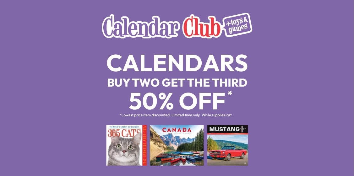 Calendars Buy 2 get a 3rd 50% off