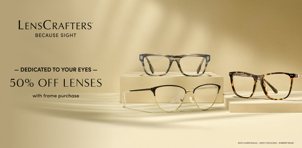 Get 50% off lenses with the purchase of a frame 