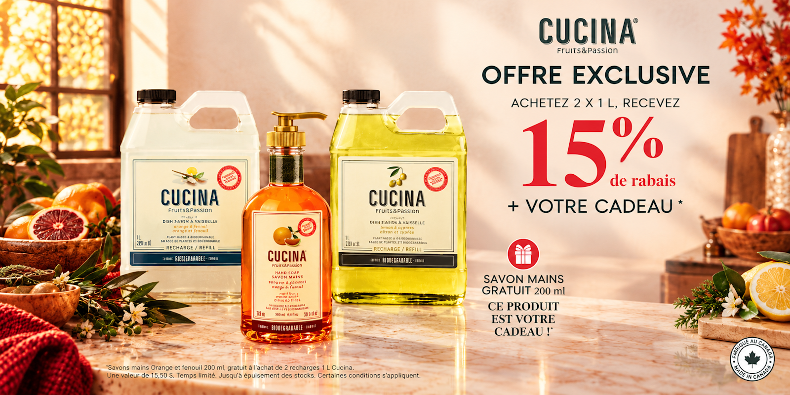 Fruits & Passion - Buy 2 × 1L Cucina Refills & Get 15% OFF