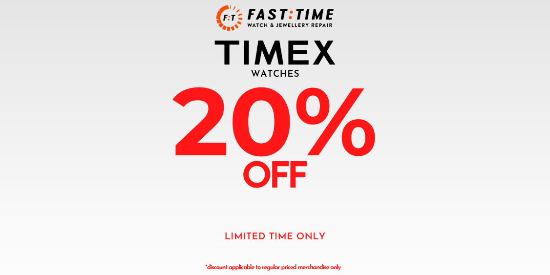 20% OFF TIMEX WATCHES !