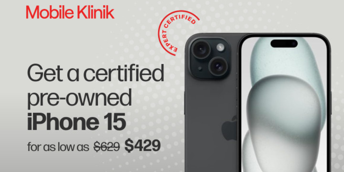 Get a certified pre-owned iPhone 15 for as low as $429 (was $629)