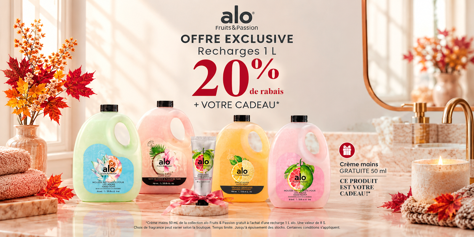 20% OFF ALO 1L Refills + FREE 50ml ALO Hand Cream