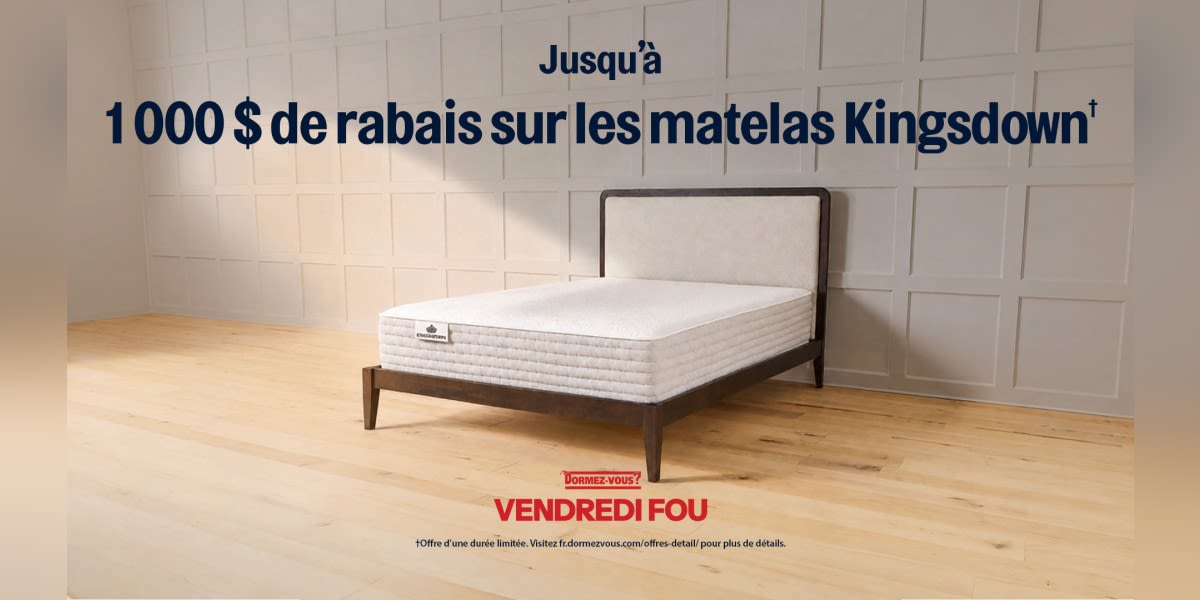 Jusqu'à 1 000 $ de rabais les matelas Kingsdown
