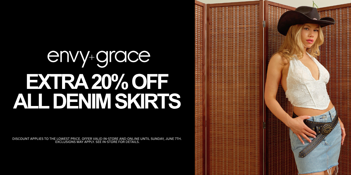 20% off all denim skirts!