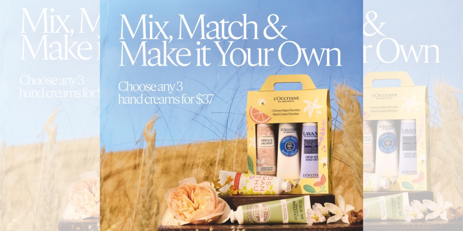 Choose any 3 hand creams for $37