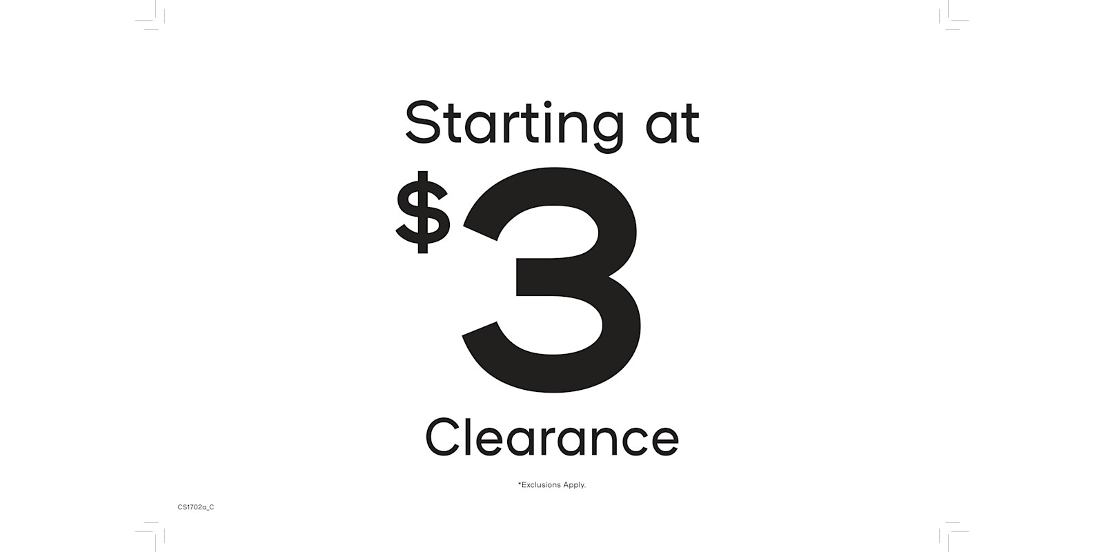 Starting at $3 Clearance