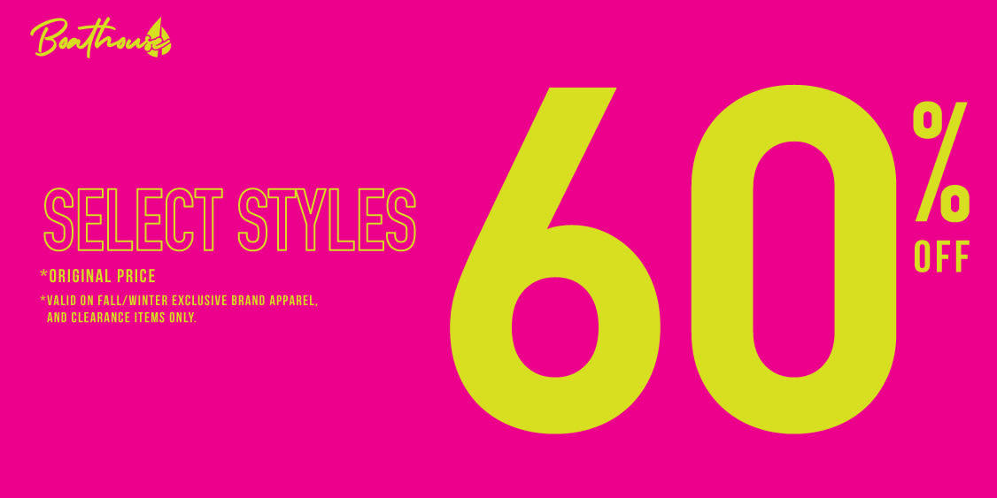 60% off select styles 