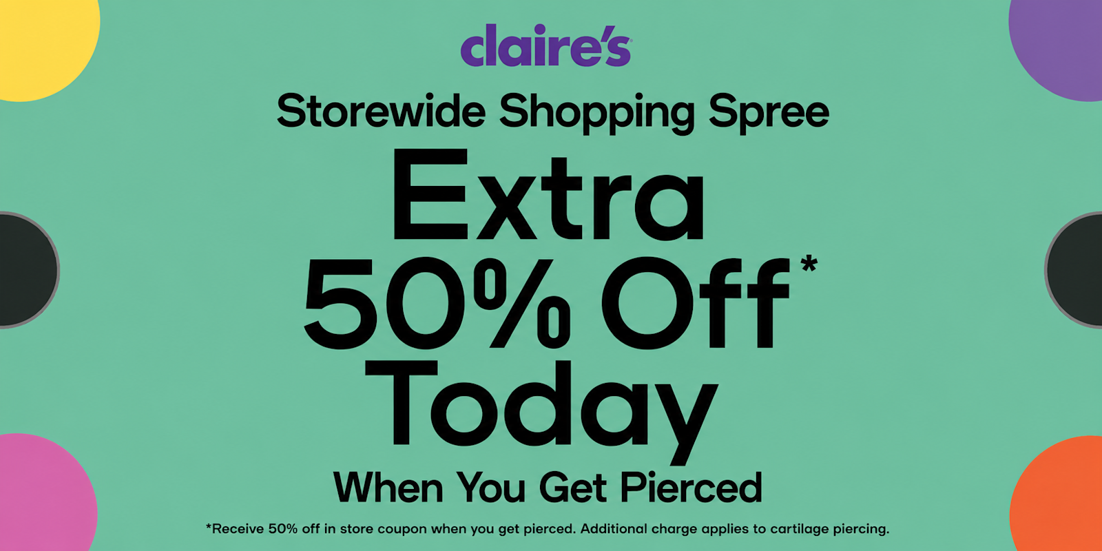 50 % off Spree when you get pierced