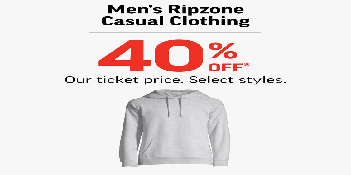 Men’s Ripzone Casual Clothing 40% Off!