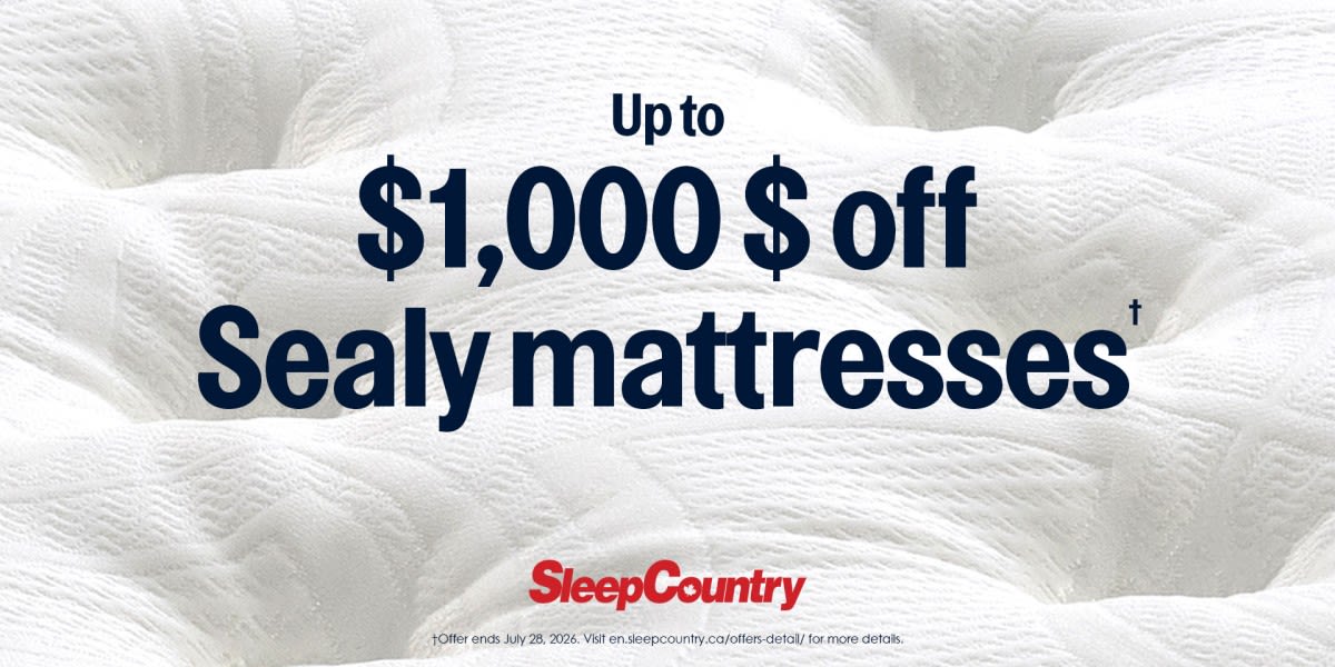 Up to $1000 off Sealy mattresses