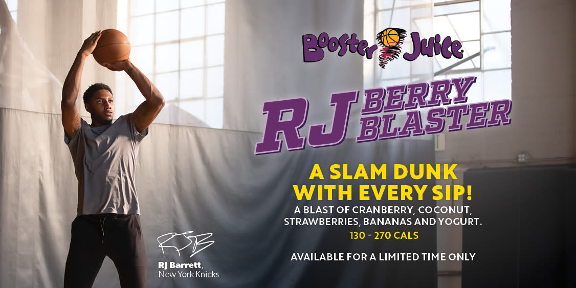 Introducing our starting smoothie lineup, the RJ Berry Blaster only available in Ontario