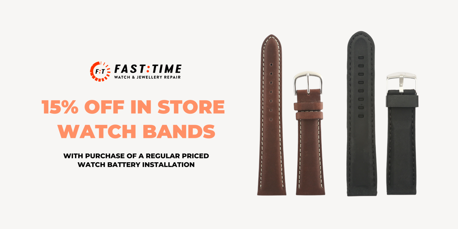 15% OFF ALL IN-STORE WATCH BANDS 