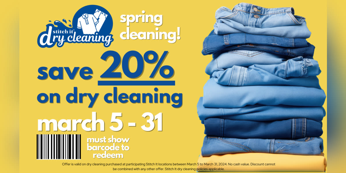 20% off Dry Cleaning