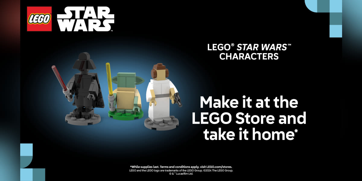 Build a LEGO® Star WarsTM character and take it home with you!