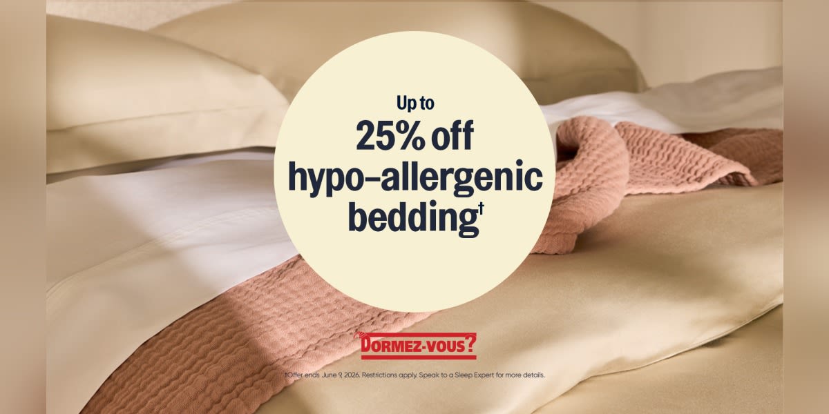 Up to 25% off hypoallergenic bedding*