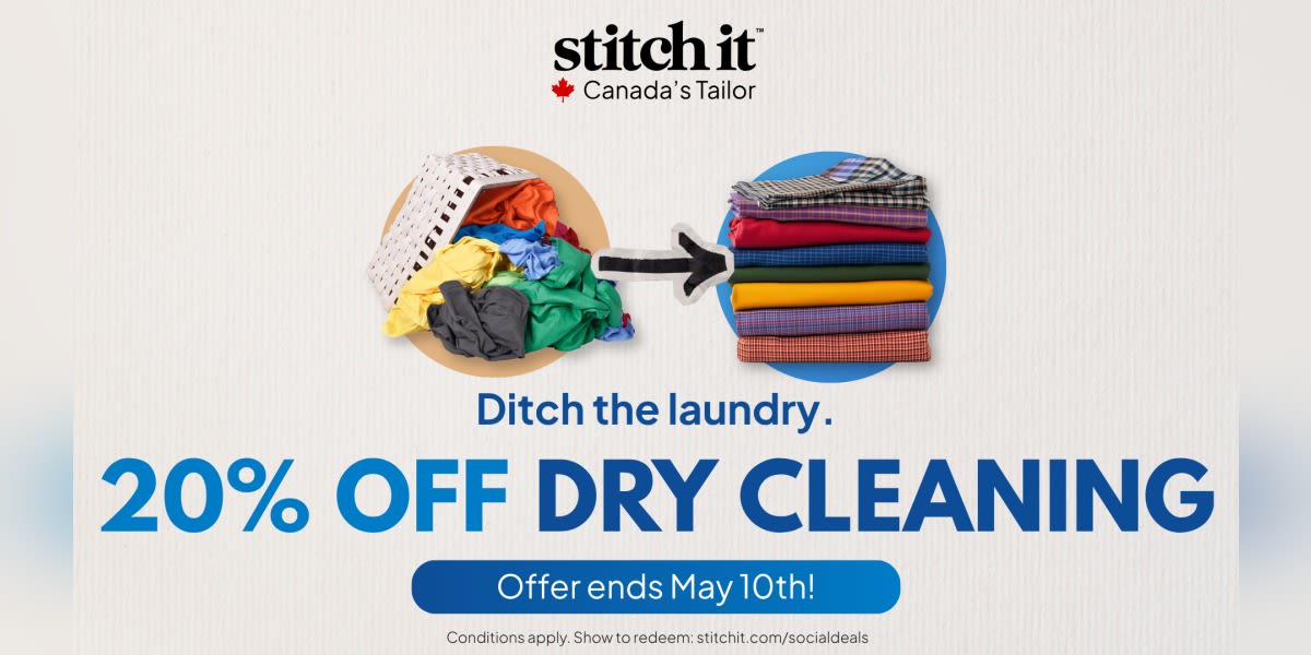 Ditch the laundry. Get 20% off Dry Cleaning until May 10!