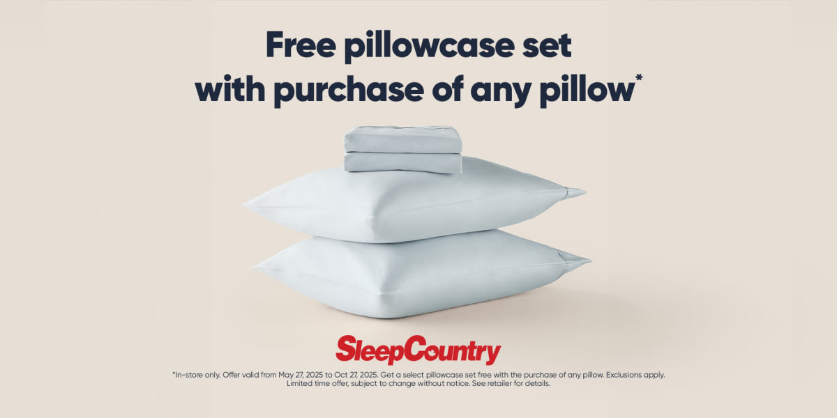 Free pillowcase set with purchase of any pillow*