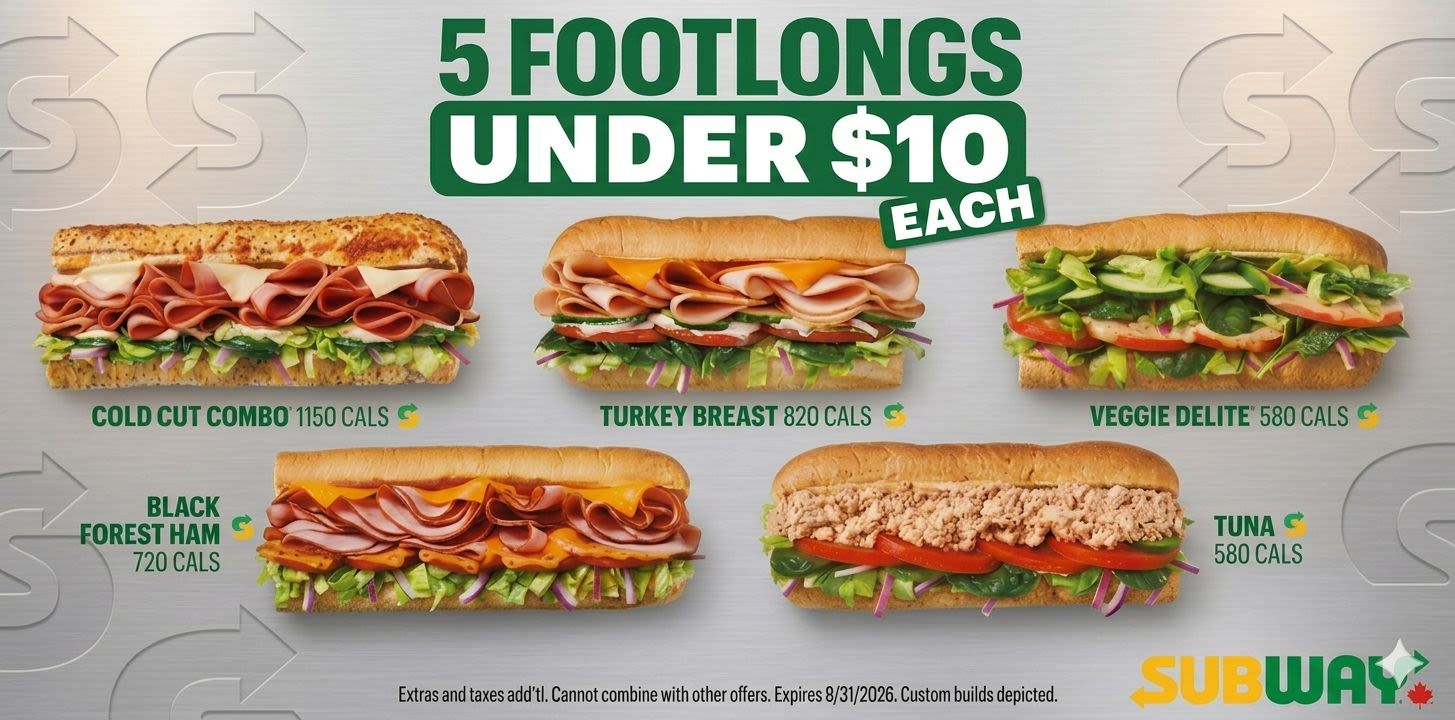 🌯 NEW LIMITED-TIME OFFER – Any 5 Footlongs Under $10! 🌯