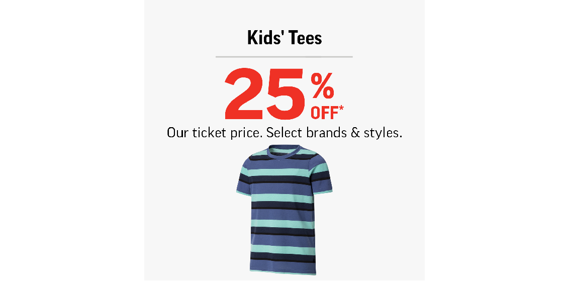 Kids’ Tees 25% Off!