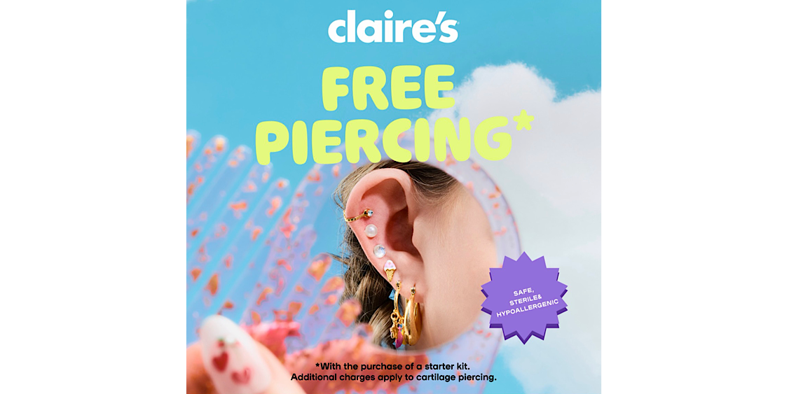 Get your ears/nose pierced free with the purchase of a starter kit!