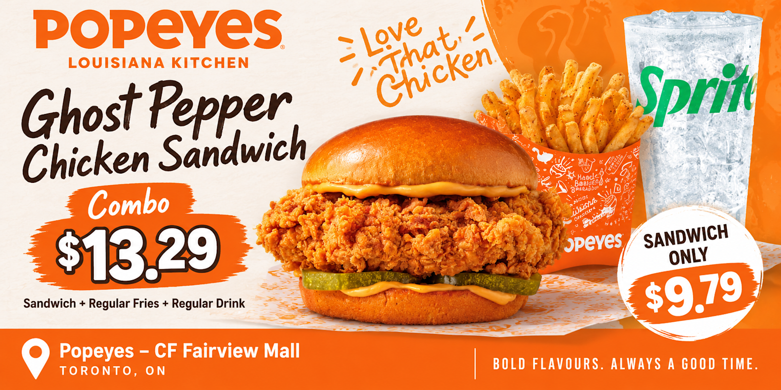 Ghost Pepper Chicken Sandwich Combo – $13.29