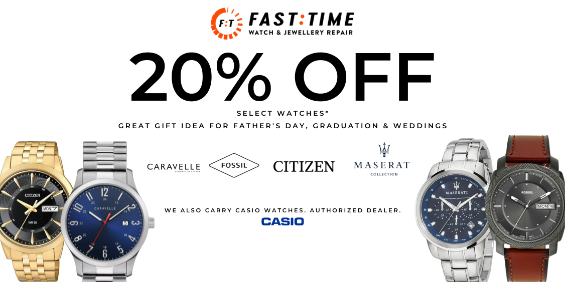 20% OFF CARAVELLE, CITIZEN, FOSSIL & MASERATI WATCHES