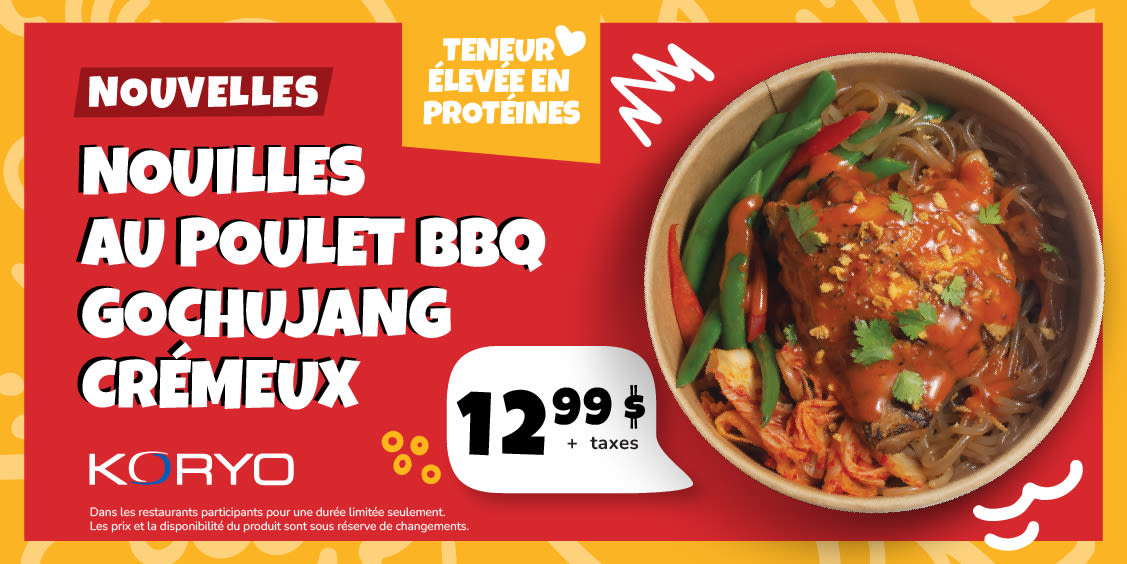 Koryo - NOUVELLES nouilles au poulet BBQ crémeux au gochujang