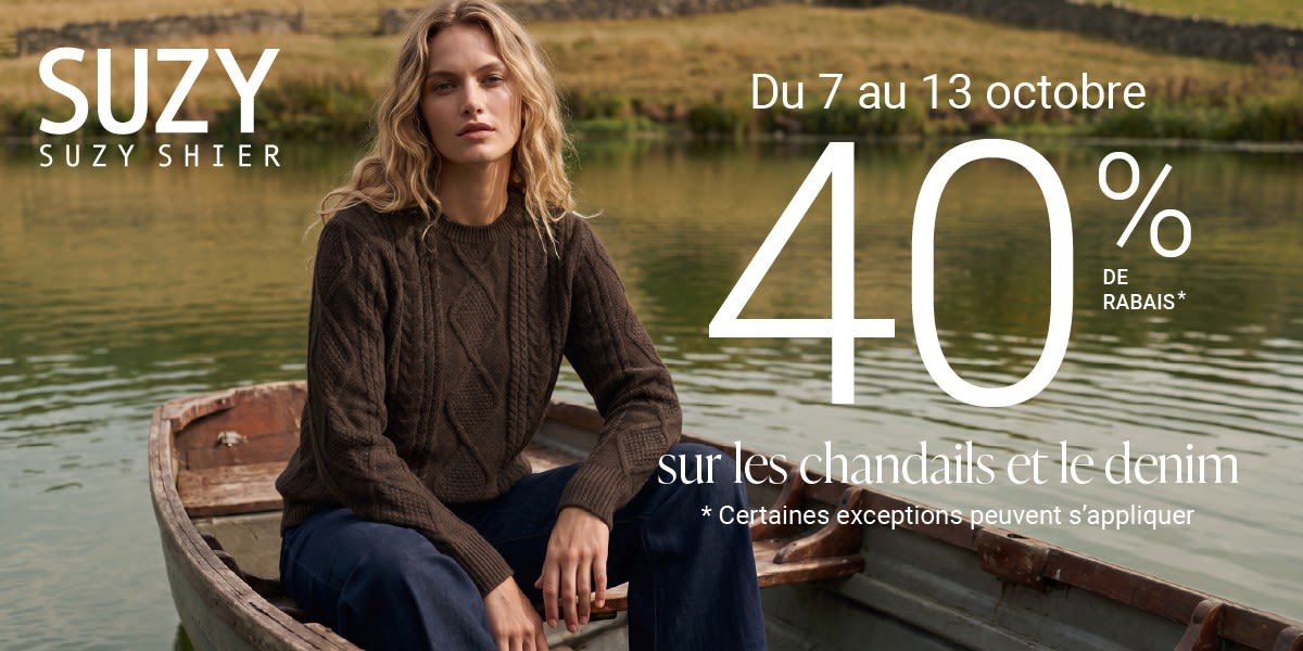 40 % de rabais sur les chandails et le denim.