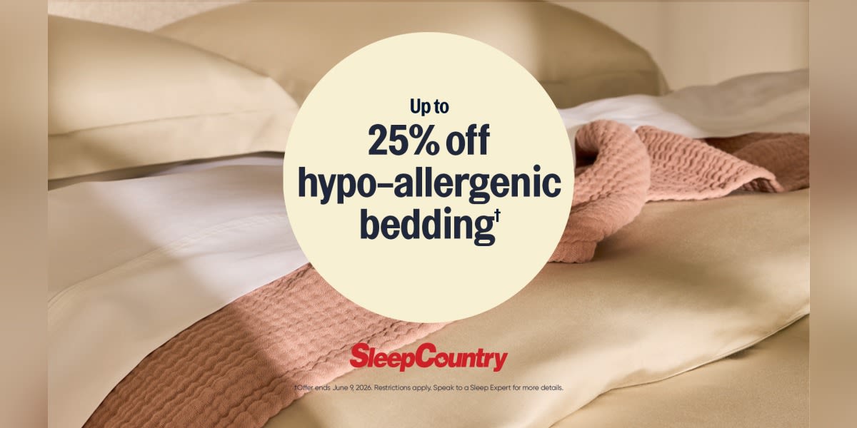 Up to 25% off hypoallergenic bedding*
