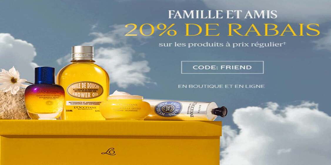 Profitez de 20 % de réduction chez L'Occitane! Offre valable pour une durée limitée.