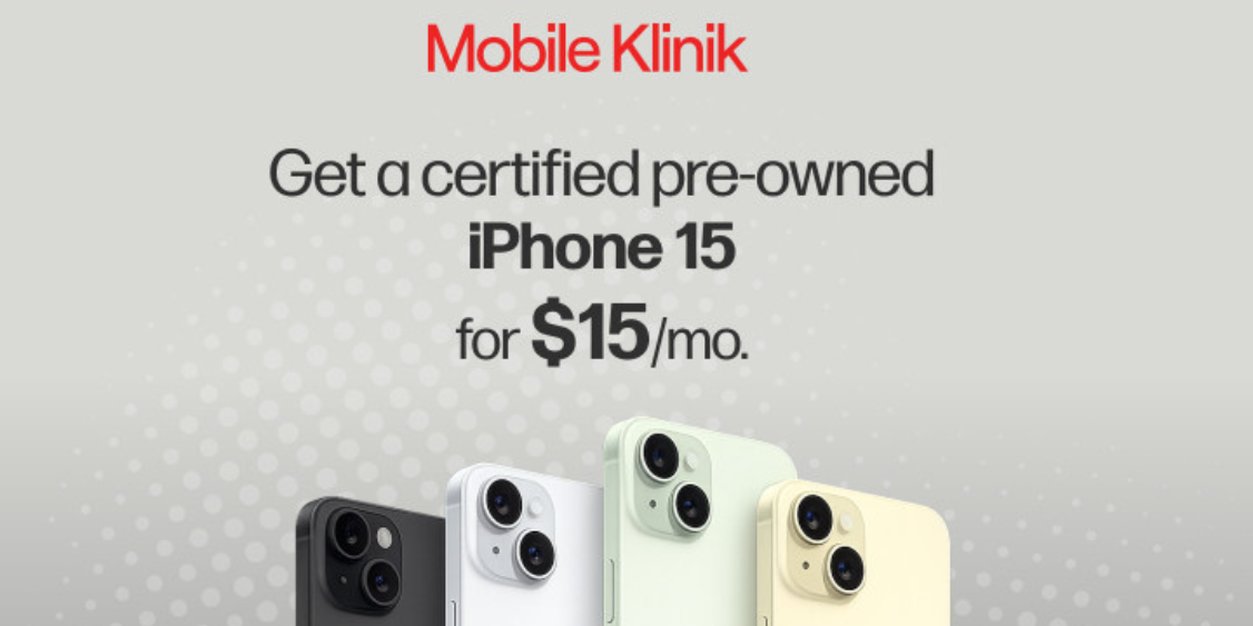 Get a certified pre-owned iPhone 15 for as low as $15/mo