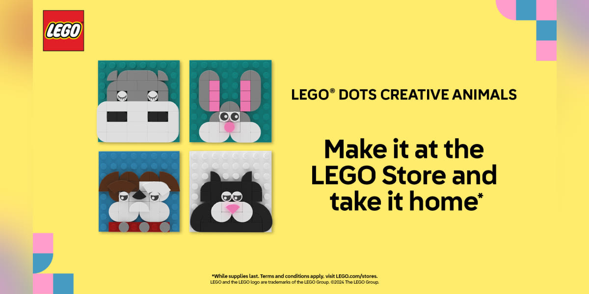 Build a LEGO® DOTS Creative Animals and take it home with you!