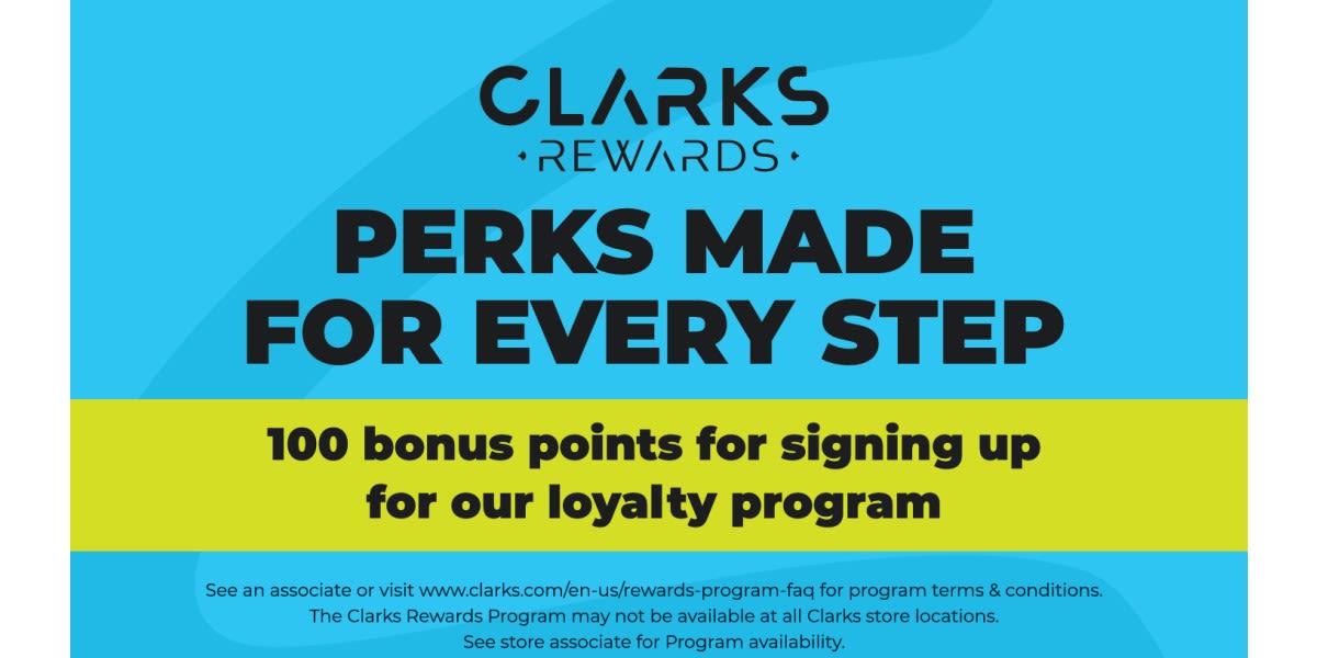 Join Clarks Rewards & Earn 100 Bonus Points